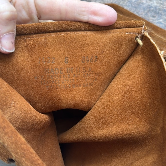 Minnetonka brown suede front leather lace up moccasin flat boots size 8 - Picture 9 of 16